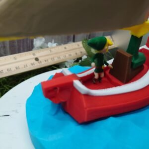 Wind Waker Boat | Fully Colored | Replica Figurine | Red Lion Link Collectible With Wave Stand and Customization