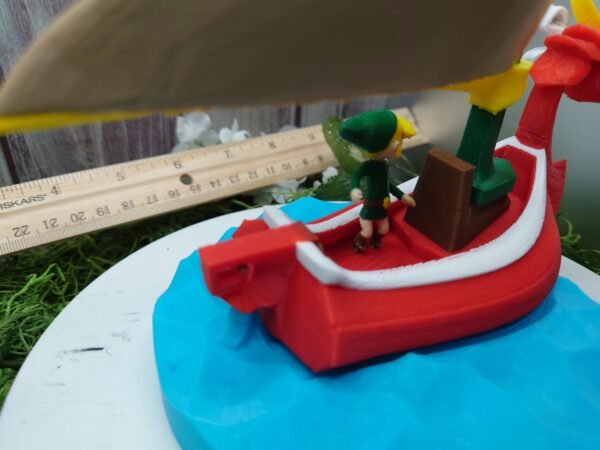 Wind Waker Boat | Fully Colored | Replica Figurine | Red Lion Link Collectible With Wave Stand and Customization