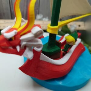 Wind Waker Boat | Fully Colored | Replica Figurine | Red Lion Link Collectible With Wave Stand and Customization