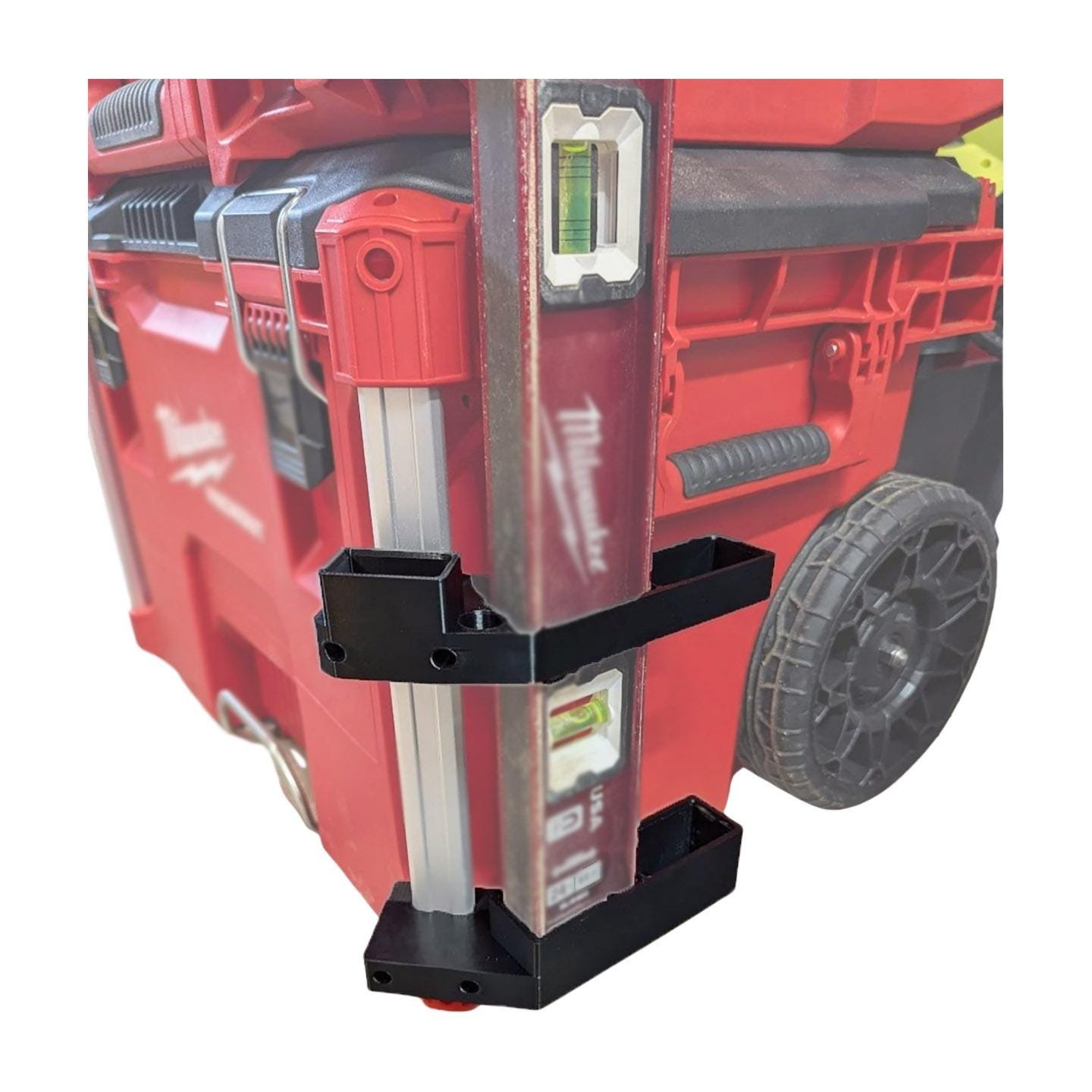 5‑in‑1 Tool Level Holder Compatible with Packout Toolbox – Organizer for Levels, Squares & Other Framing Tools, Left or Right Side Mount