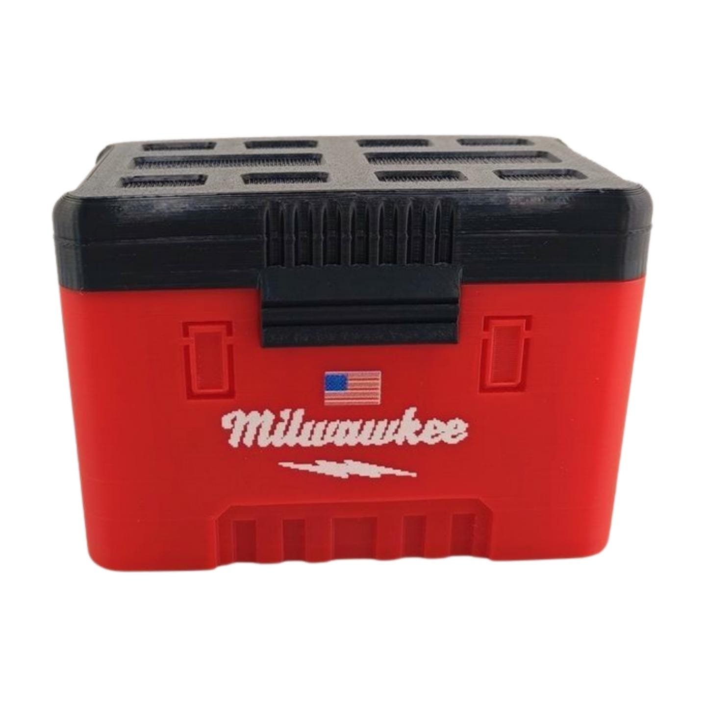 Rugged Tool-Milwaukee Style Business Card Holder with Modular Packout Storage Cleat | Secure Latching Desk & Jobsite Card Case