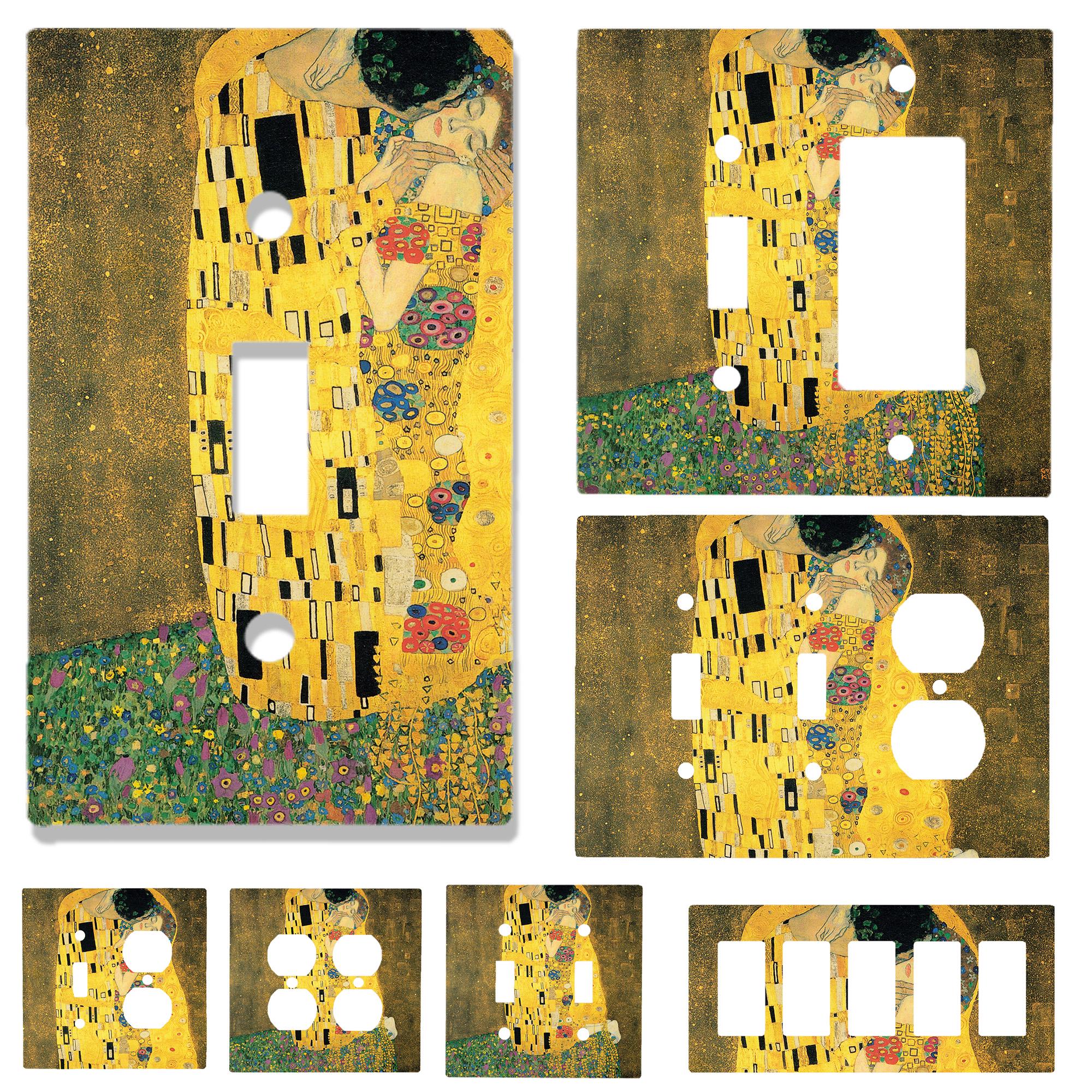 The Kiss Light Switch Cover | Klimt Art Outlet Plate | Romantic Wall Decor | Gold Art Switch Plate | Multi-Gang Cover
