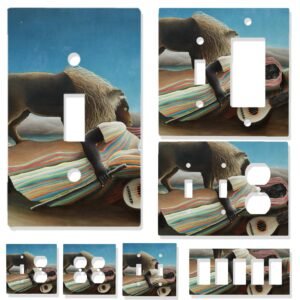 The Sleeping Gypsy Light Switch Cover | Henri Rousseau Art Outlet Plate | Surreal Wall Decor | Multi-Gang Switch Plate