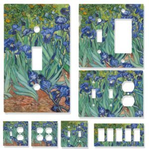Irises Light Switch Cover | Van Gogh Art Outlet Plate | Floral Impressionist Wall Decor | Multi-Gang Switch Plate