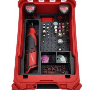 M12 Rotary Tool Insert for Milwaukee Packout Compact Tool Box - Battery Organizer, Bit Storage & Drawer - Made in USA
